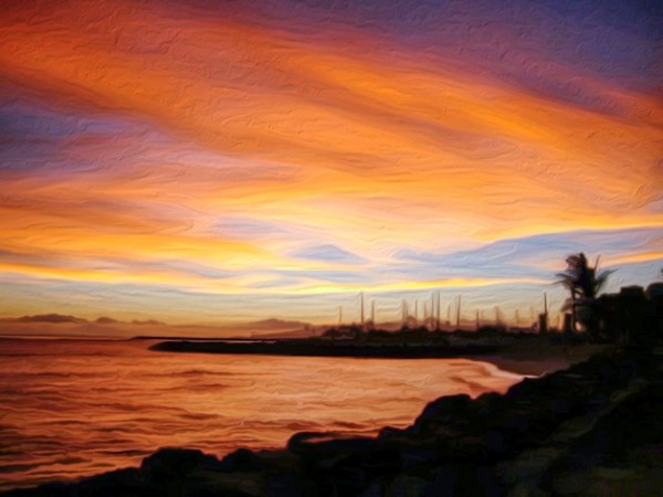 hawaiian sunset oil painting style  Print